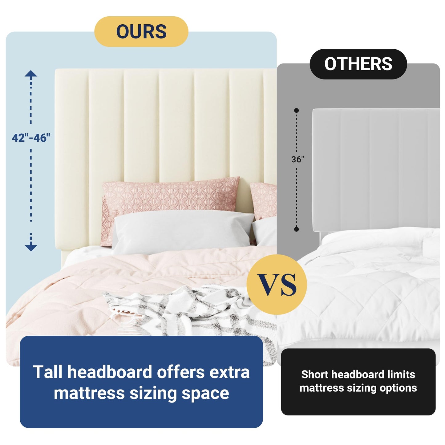 Allewie Queen Size Storage Bed Frame, Vertical Channel Tufted Adjustable Headboard, Velvet Upholstered Platform Bed with 4 Oversized Underbed Drawers, Wooden Slats Support, No Box Spring Needed, Cream