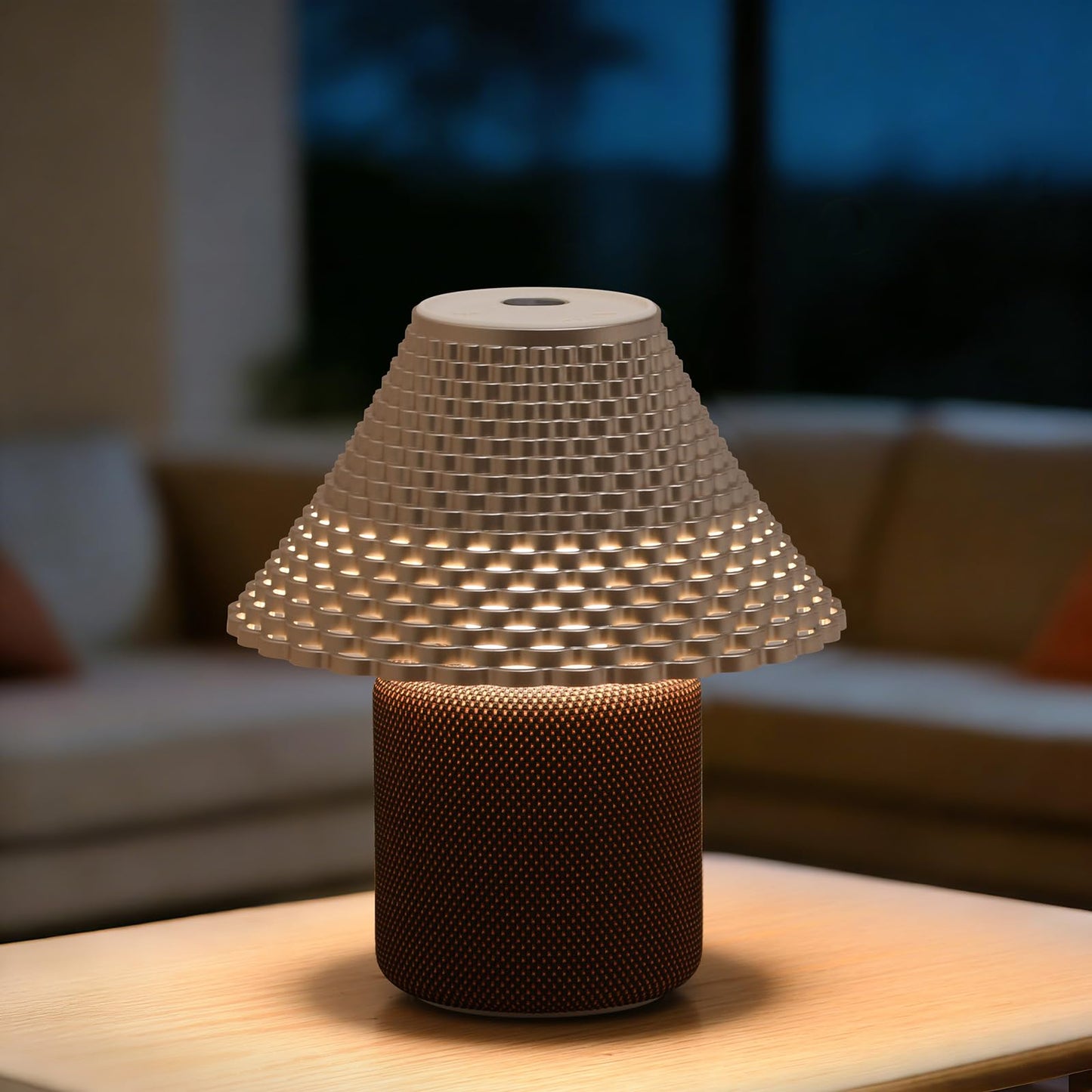 SMARTERIOR Bedside Table Lamp with White Noise Machine - 10 Soothing Sounds, Gesture Control Sensor & Dimmable Night Light - 30/60/90 Min Auto-Off Timer for Sleep, Nursery, Office & Home Decor- Gold