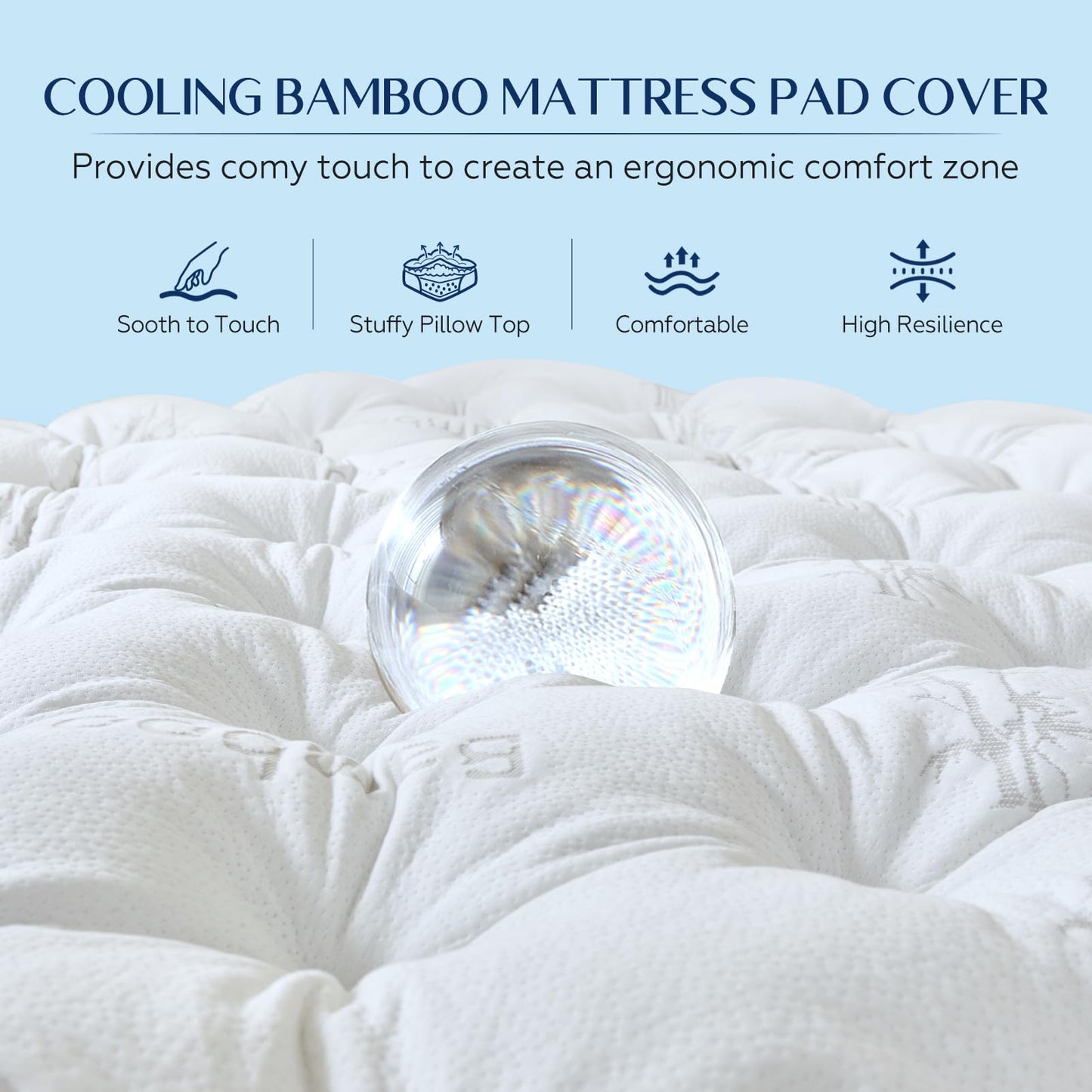 5 Inch Queen Mattress Topper Viscose Derived from Bamboo,Extra Thick Pillow Top Mattress Pad Queen Size,Cooling for Hot Sleepers,Memory Foam Filling for Pain Relief,White