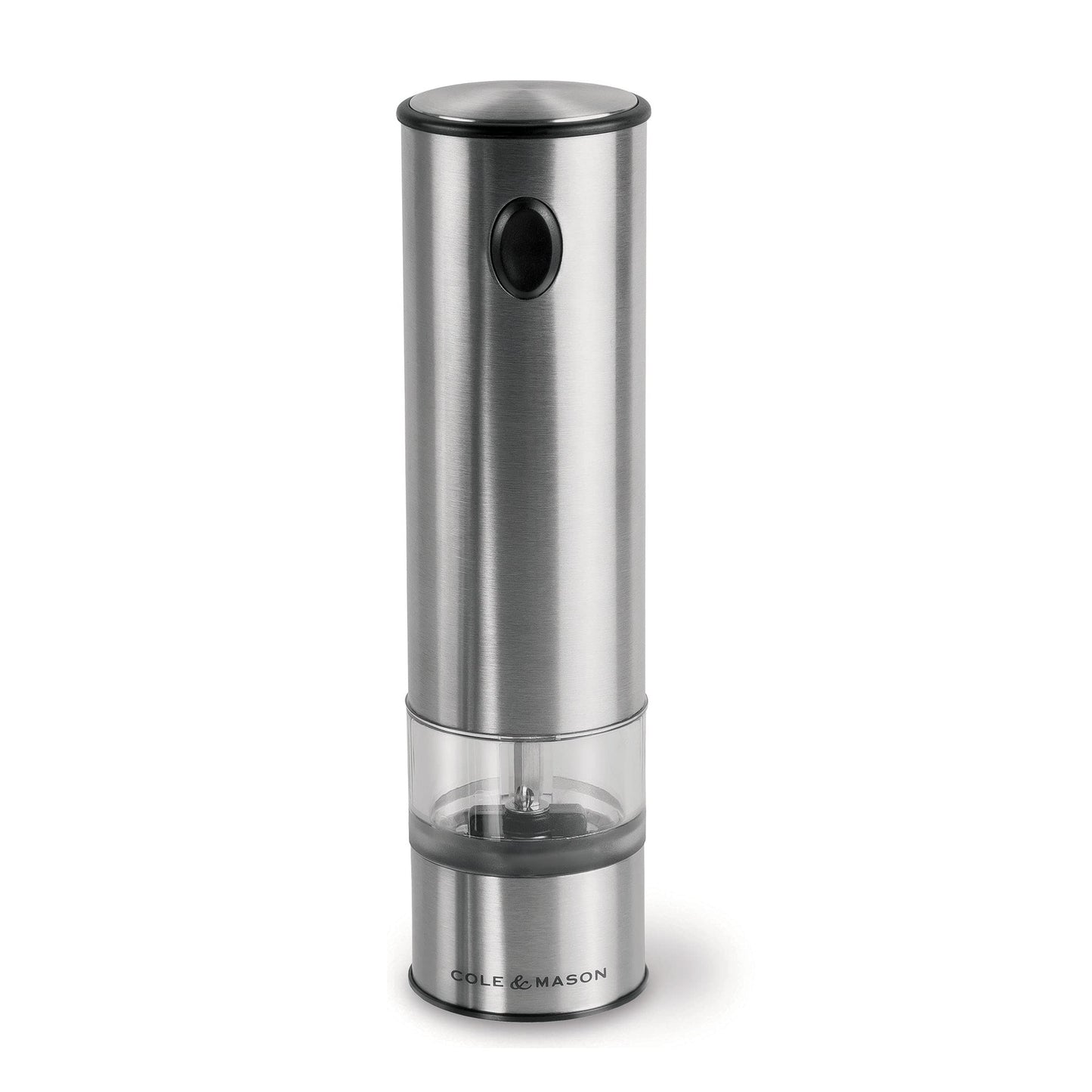 Cole & Mason Battersea Electronic Salt & Pepper Mill - One-Button Salt & Pepper Grinder - Refillable & Adjustable Salt & Pepper Shakers - Kitchen Accessories - Stainless Steel - 1 Pack