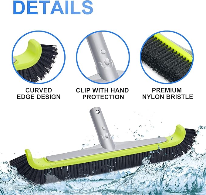 Sepetrel 17.5" Pool Brush Head for Cleaning Walls, Heavy Duty Inground/Above