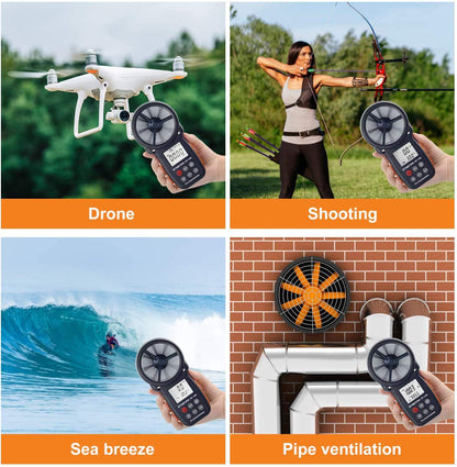 BTMETER BT-100 Digital Anemometer Handheld, Anemomters Wind Speed Meter for Measuring Wind Speed, Temperature and Wind Chill with Backlight and Max/Min/AVG for HVAC Shooting Drone