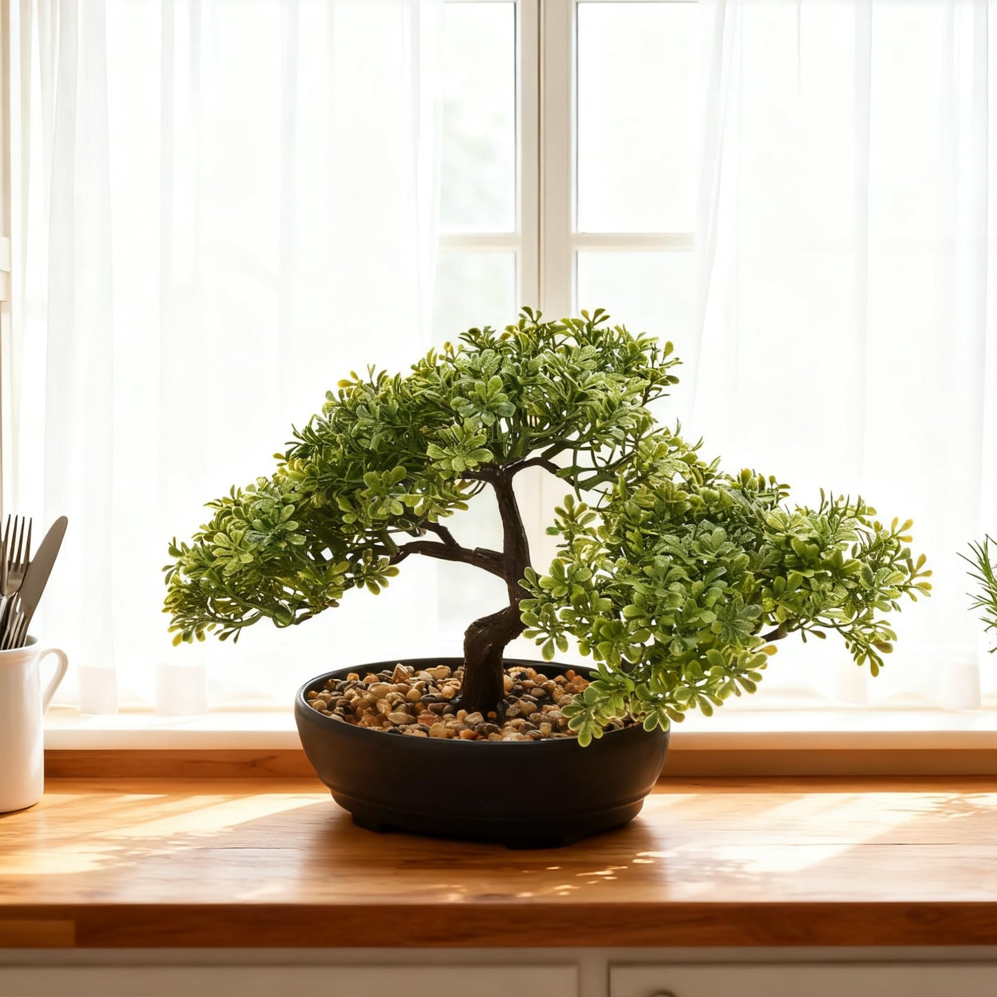 ALAGIRLS Artificial Bonsai Tree, Fake Juniper Plants Indoor Small Fake Bonsai Tree Indoor with Pot and Pebbles Artificial Bonsai Tree Indoor for Desk Home Office Bathroom Shelf Decorations