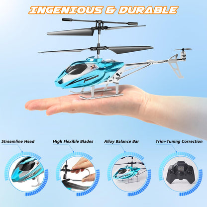 TERRAMUS Remote Control Helicopter for Kids,Altitude Hold RC Helicopters with Gyro LED Light,2.4GHz Radio Controlled Aircraft Indoor Toy with 3.5 Channel,High&Low Speed,Gift for Boys Beginner