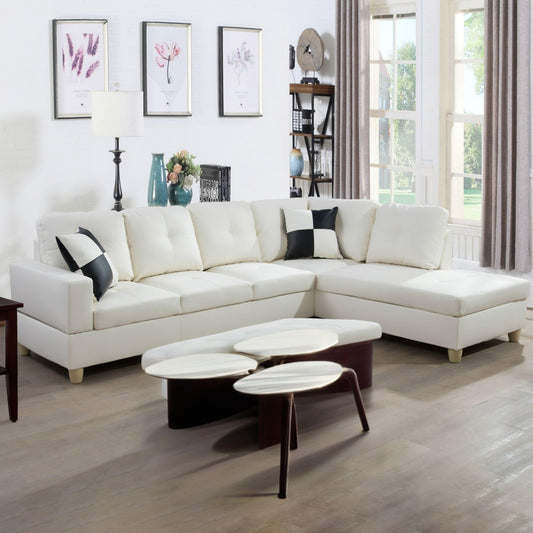 NicBex Sectional Couches for Living Room 2-Piece Modern Sectional Sofa with Right Chaise Classic L-Shape Sectional Couch Leather Upholstered Sofa Couches for Living Room, Office, Bright White