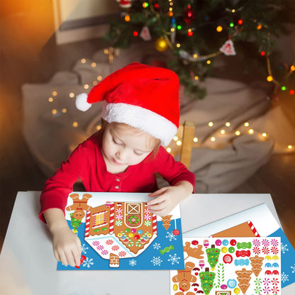 38PCS Make-a-Gingerbread House Stickers for Kids - Christmas Party Game/Craft/Activity/Favor/Supplies - 19 Finished Products