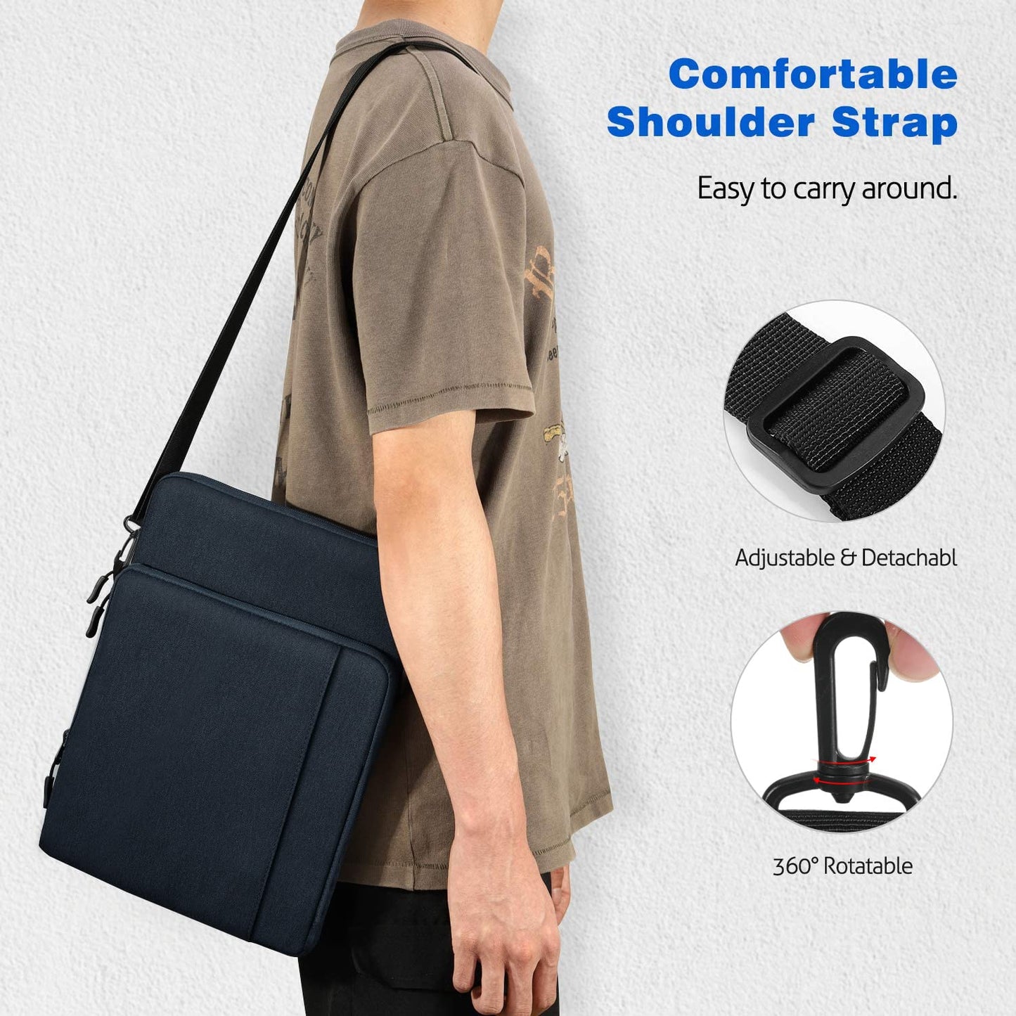 Dadanism 13 Inch Tablet Sleeve Shoulder Bag Carrying Case for iPad Pro 13" M4 2024, iPad Air 13" M3 M2, iPad Pro 12.9", Galaxy Tab S10+ Plus/S9 FE+/S9+ Plus 12.4", reMarkable Paper Pro 11.8", Indigo