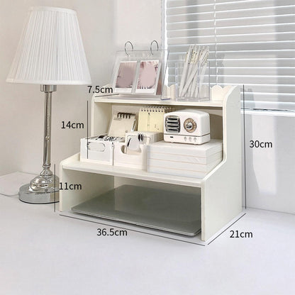 BTSEURY Desktop Wood Display Shelf, Wood Desktop Storage Rack, Desk Multi Layer Storage Rack Mini Bookshelf Cosmetics Organizer (M(315 X 180mm / 12.4 X 7.09in))
