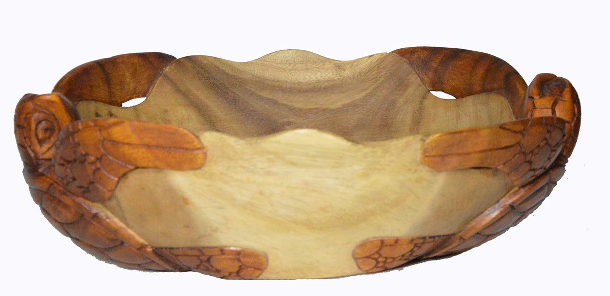 WorldBazzar Huge Hand Carved Two Tone Mahogany Wood Nautical TwoTurtles on Bowl