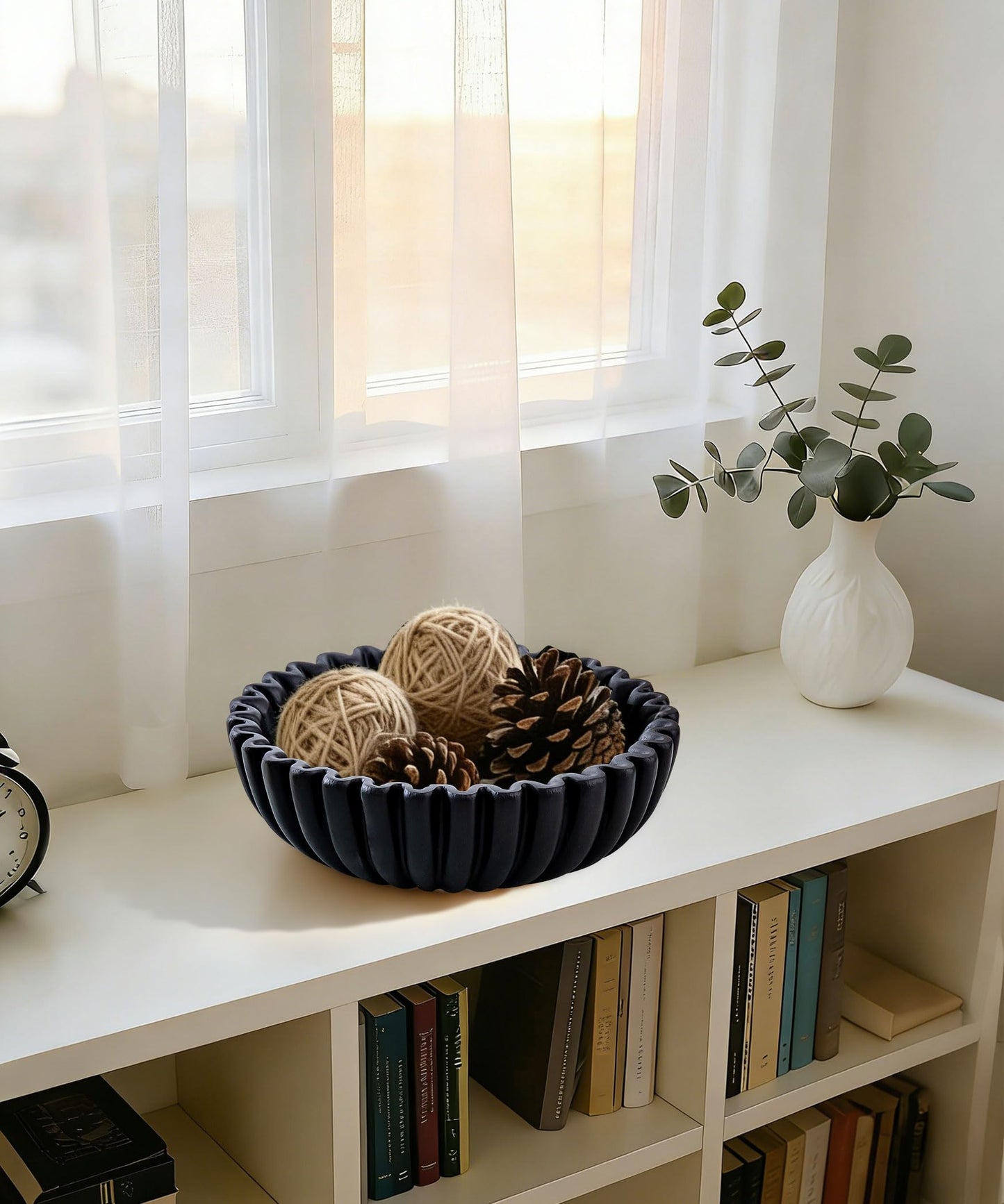 Zielozod Large Decorative Bowl for Home Decor,Decorative Fruit Bowl for Kitchen Counter, Table Centerpieces, Modern Key Bowl for Entry Table, Coffee Table(Black)