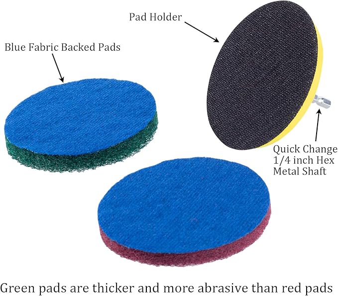 Kichwit 4 Inch Drill Power Brush Tile Scrubber Scouring Pads Cleaning Kit