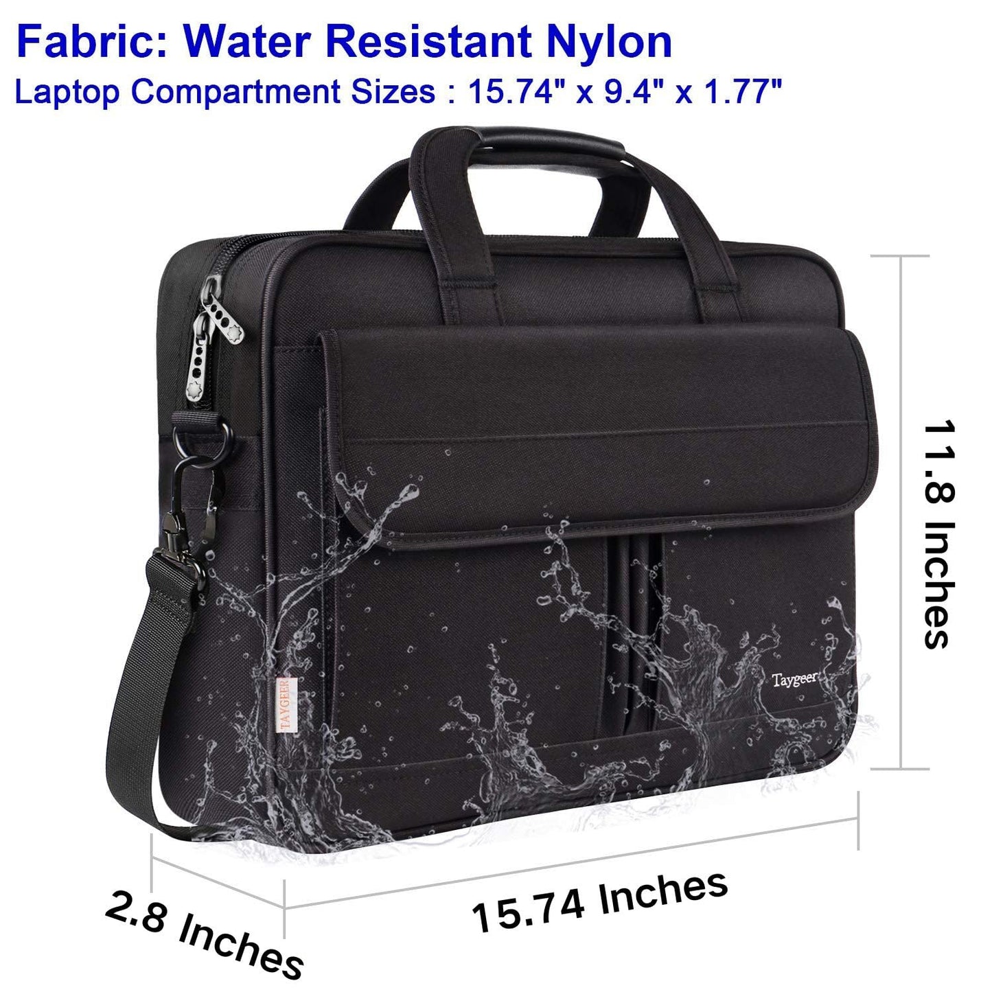 Taygeer Laptop Bag 15.6 Inch, Business Laptop Bags for Men Messenger Briefcase for Men Office Case 15 Inch Carry Case Computer Document Handbag for School, Work, Uni, Black