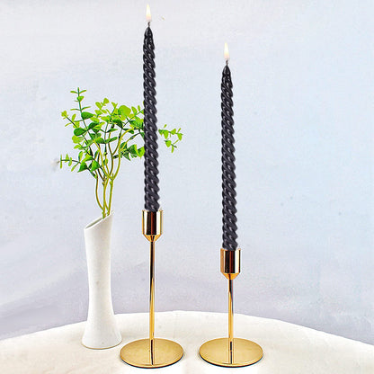 SEVEN LUCKY LIGHT Halloween Candles,10 inches Spiral Design Black Taper Candles Set of 4,Metal Style Ture Dripless Candlesticks,Clean Burning Candle Sticks