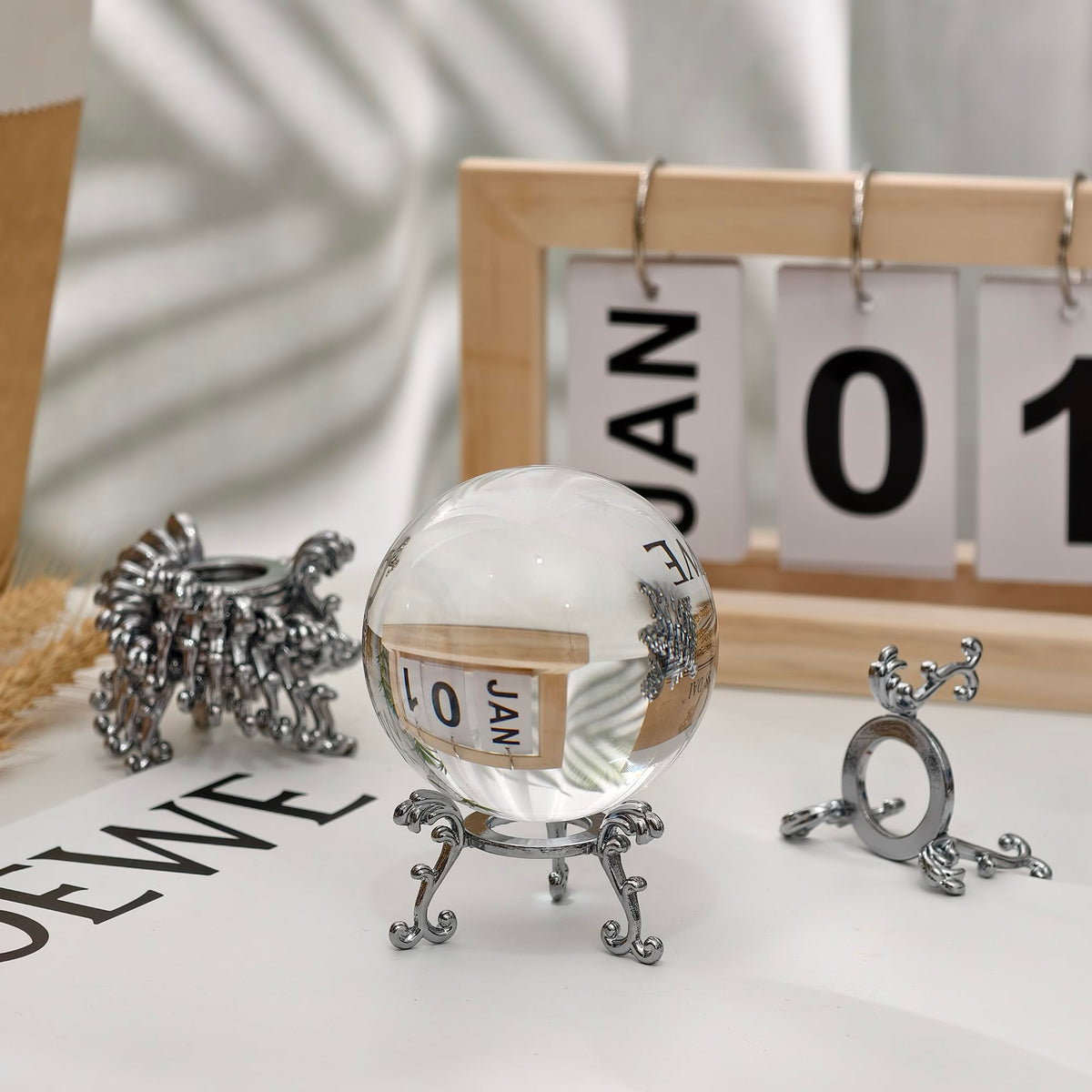 vskikris 20pcs Small Silver Crystal Ball Sphere Holders - 2in Metal Crystal Stone Display Stand