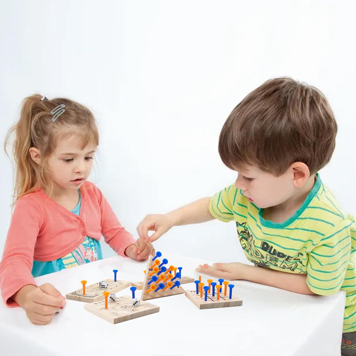 Wooden Peg Games Assortment Kit, 5 PCS Fun Brain Strategy Toy for Teens and Adults, Including Baseball, Tic-Tac-Toe, Insanity, Peg-Board-Game, Roundabout