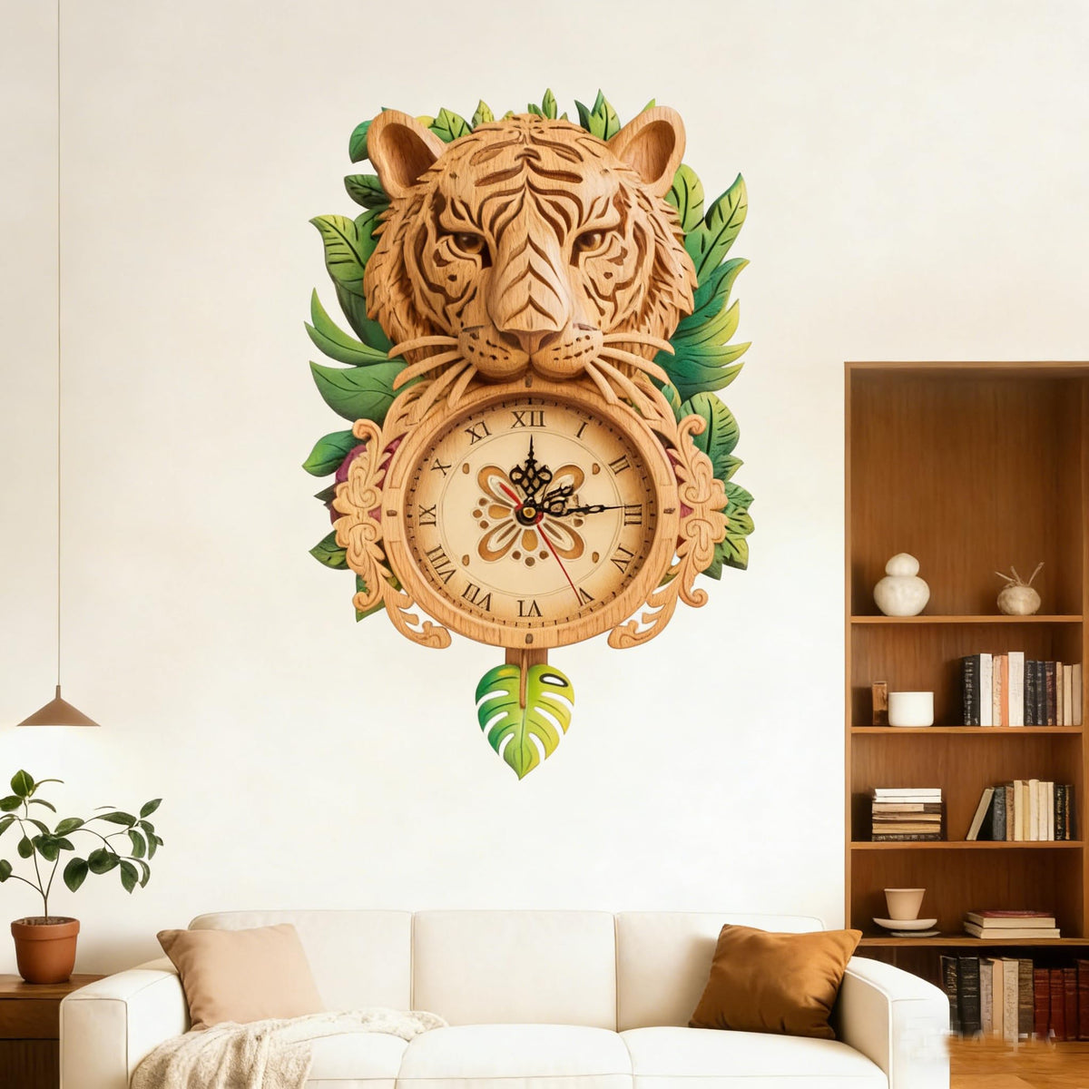 3D Wooden Puzzles Tiger Wall Clock Mechanical DIY Wall Clock Kit Model Building Kit Creative Craft Gift Home Decor for DIY Lovers Enthusiasts Brain Teaser Building Set Birthday Gifts