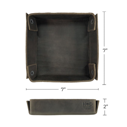 Hide & Drink, Leather Catchall Change Keys Coins Jewels Box Tray Big Storage, Handmade Includes 101 Year Warranty :: Dark Jade
