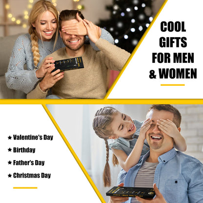 Christmas Stocking Stuffers Gifts for Men, White Elephant Gifts for Adults Dad Boyfriend Him Husband, 9 in 1 Multitool Tool Pen Set, Screwdriver, LED Light, Stylus, Bottle Opener, Ruler, Level(Black)