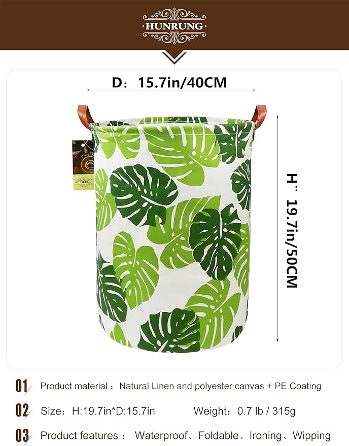 HUNRUNG Laundry Hamper, Large Canvas Fabric Lightweight Storage Basket Toy