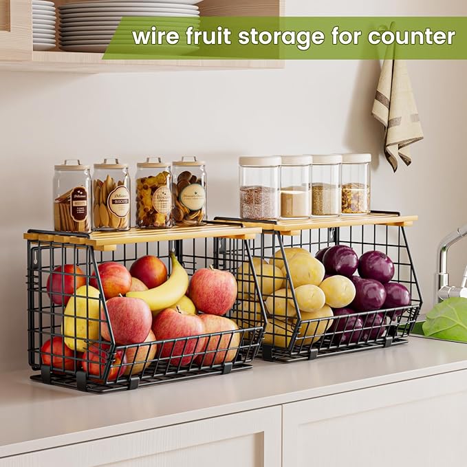 Wire Fruit Basket for Kitchen Storage: Hanging and Counter Basket for Vegetable