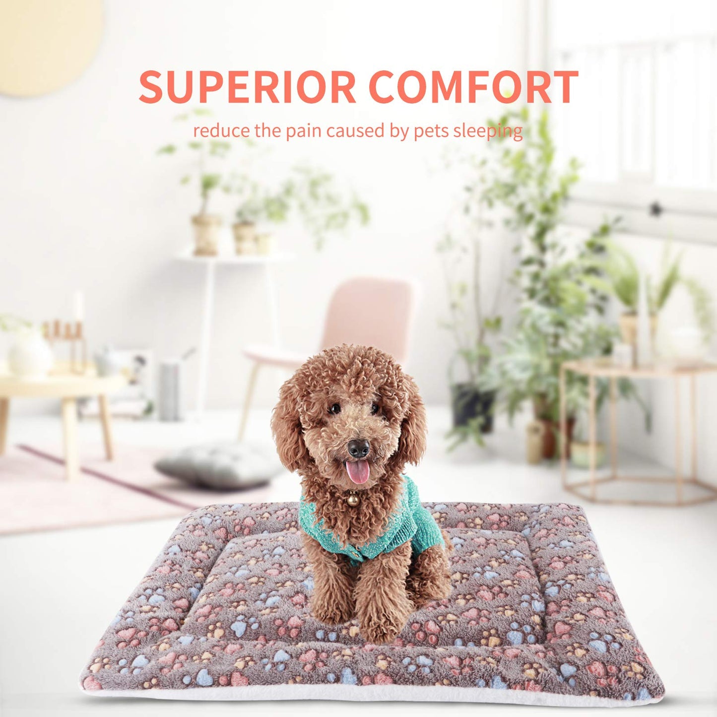 Vejaoo Dog Bed Mattress Multipurpose Machine Washable Puppy Mat Cushions for Small/Medium/Large Dogs and Cat Cages XZ006 (61 * 41 CM, Coffee)