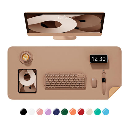 Niniubye Desk Pad, 35.5" x 17" PU Leather Non-Slip Desk Mat Large Mouse Pad for Desktop, Waterproof Laptop Computer Writing Mat for Office, Home, Work, Gaming, Champagne Gold