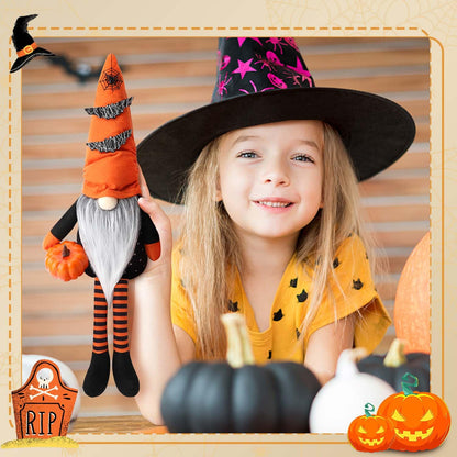Ndeno 2PCS Halloween Gnome Plush Decorations, Handmade Scandinavian Tomte - Pumpkins Bats Home Tabletop Elf Gnomes Decor Ornaments - Boo (Halloween- Style A)