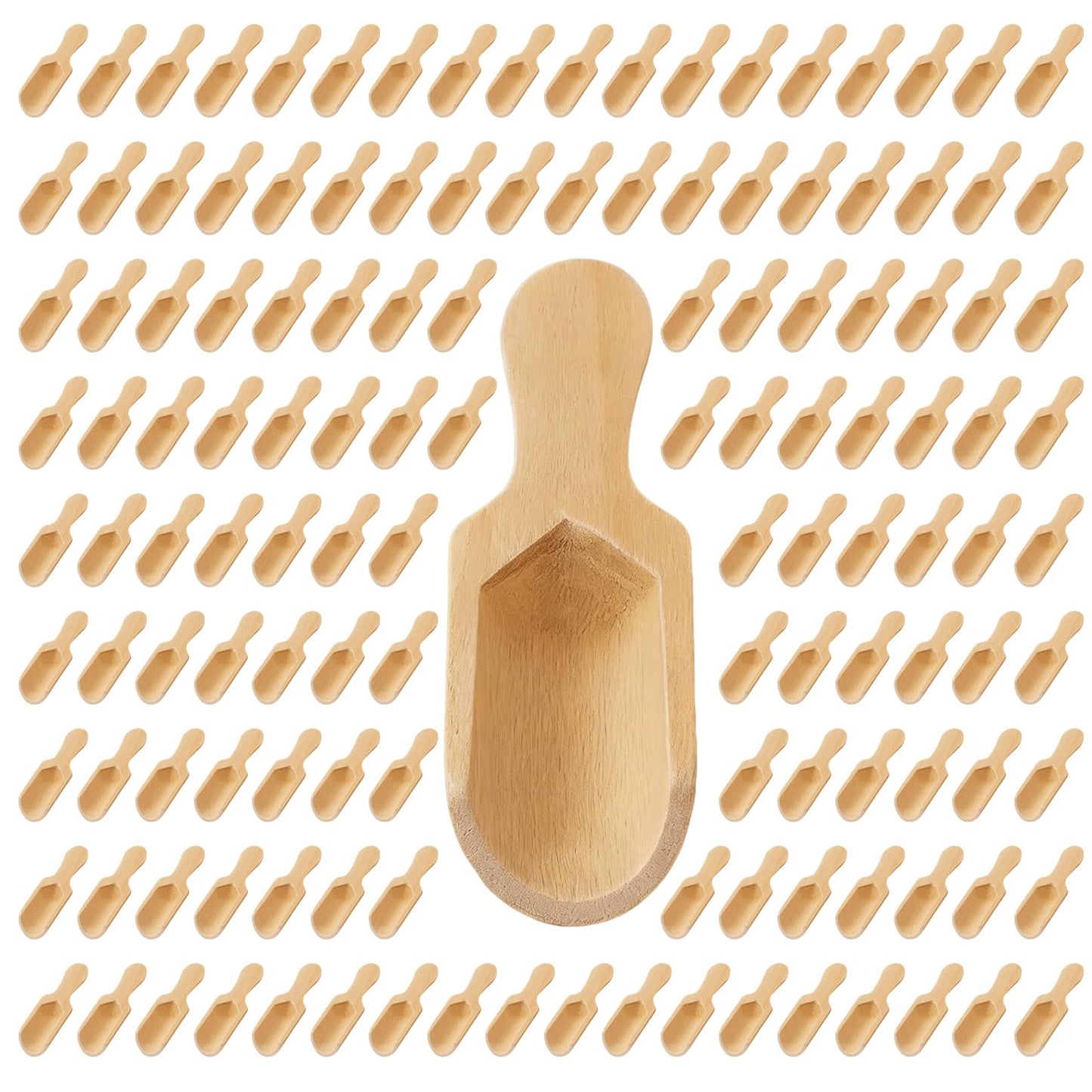 120 Pack Mini Wooden Scoops, Small Bamboo Spoons for Jars, Bath Salts, Sugar Scrubs – Bulk Wooden Scoops