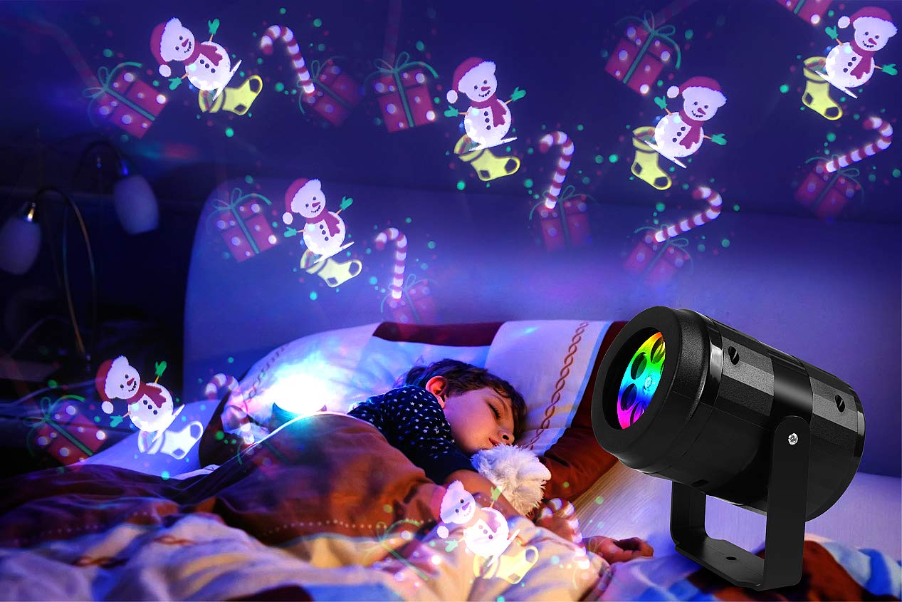 Halloween Projector Lights, Halloween LED Projection Lamp, Moving Skulls Pumpkin Projector Lights, Landscape Light for Indoor Halloween Holiday Night Gathering Party Decoration, Switchable-6 Slides