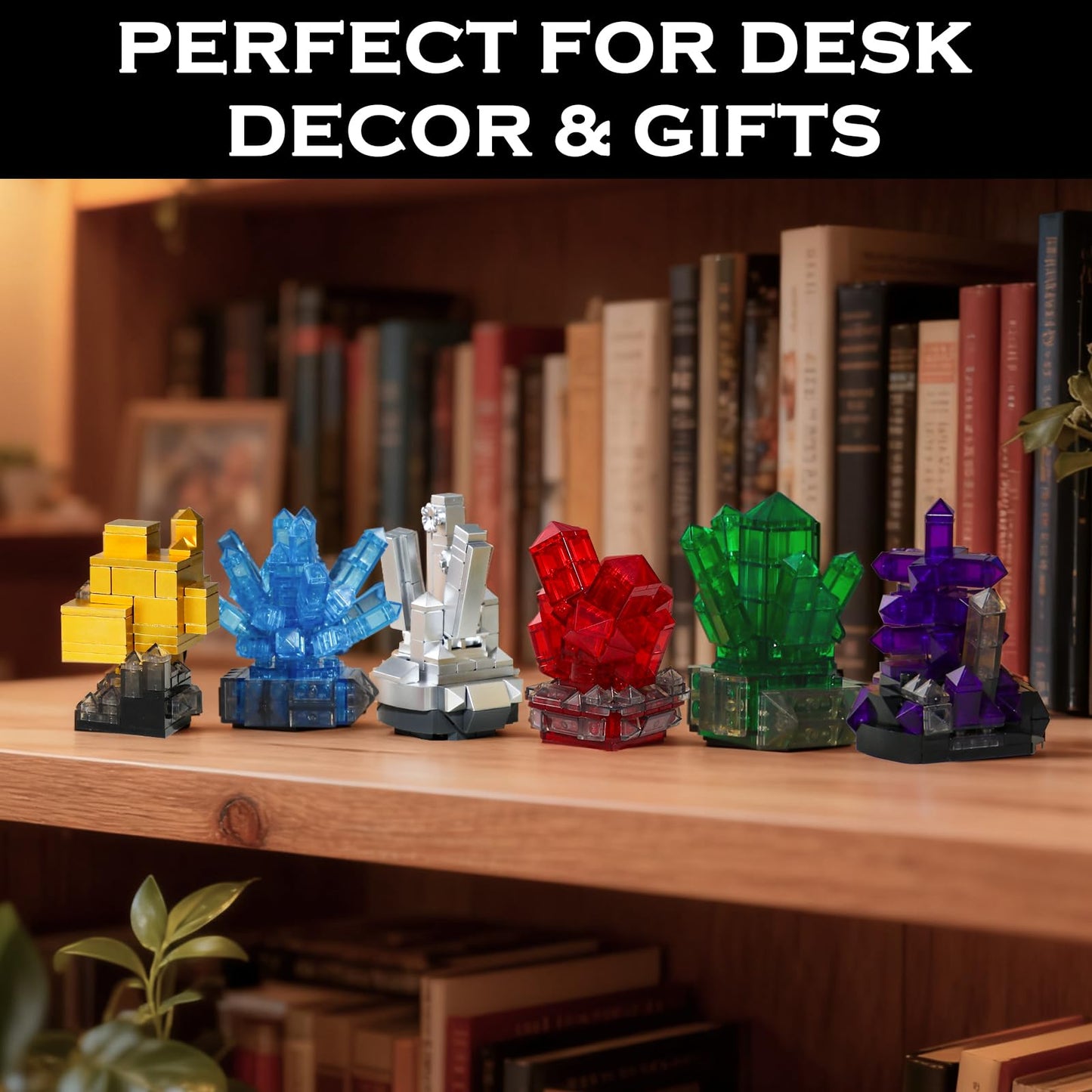 HAYXUN for Dad Men, Crystal Building Kit for Adults – 564PCS Gemstone Mineral Collection Building Set, Elegant Home Office Desk Décor, Unique Gift for Husband, Grandpa