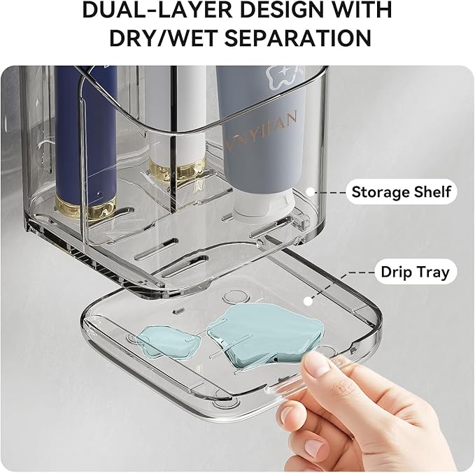 Toothbrush Holders for Bathrooms, 3 Slots Detachable Electric Toothbrush Holder