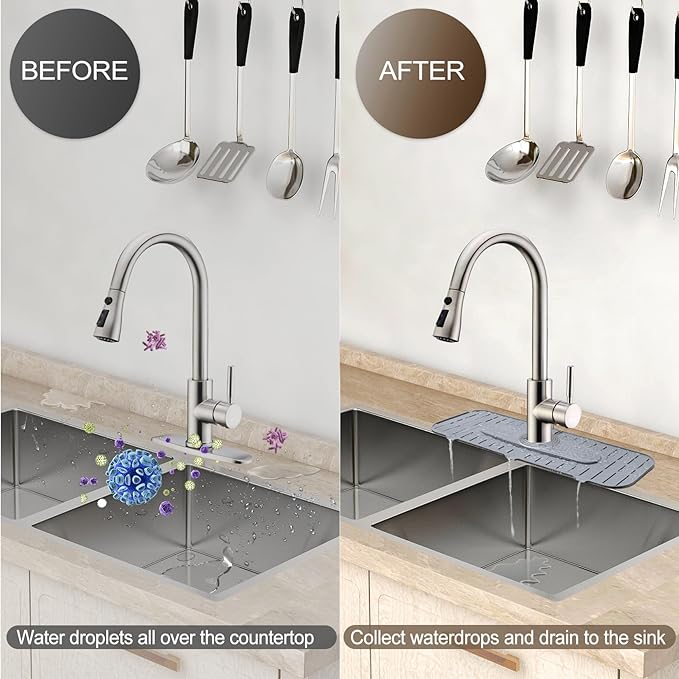 Upgraded Version Silicone Faucet Mat, Kingmall Kitchen Faucet Mat Silicone