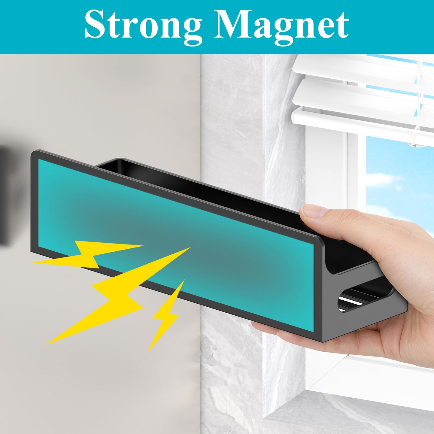 HuggieGems 4 Pack Magnetic Spice Seasoning Rack for Refrigerator, Magnetic Shelf Holder for Fridge with 4 Hooks for Kitchen Organization Storage, Black