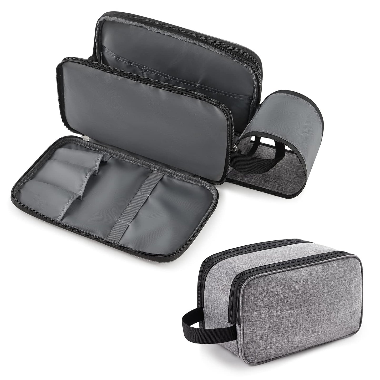 Lifewit Toiletry Bag for Men, Large Travel Shaving Dopp Kit with Double Zippers, Water-Resistant Bathroom & Travel Organizer for Full Size Toiletries and Shaving Accessories, Large, Grey