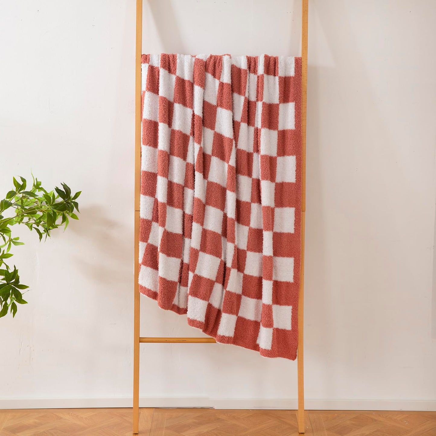 YIRUIO Checkered Knit Throw Blanket Ultra Soft Microfiber Reversible,Fluffy Fuzzy Cozy Throw for Bed,Sofa Couch Home Decor Red 60x80 Inches Twin Size