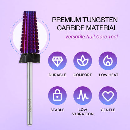 PANA Nail Carbide 5 in 1 Bit - Two Way Rotate use for Both Left and Right Handed - Fast Remove Acrylic or Hard Gel - 3/32" Shank - Manicure, Nail Art, Drill Machine (Fine - F, Silver)