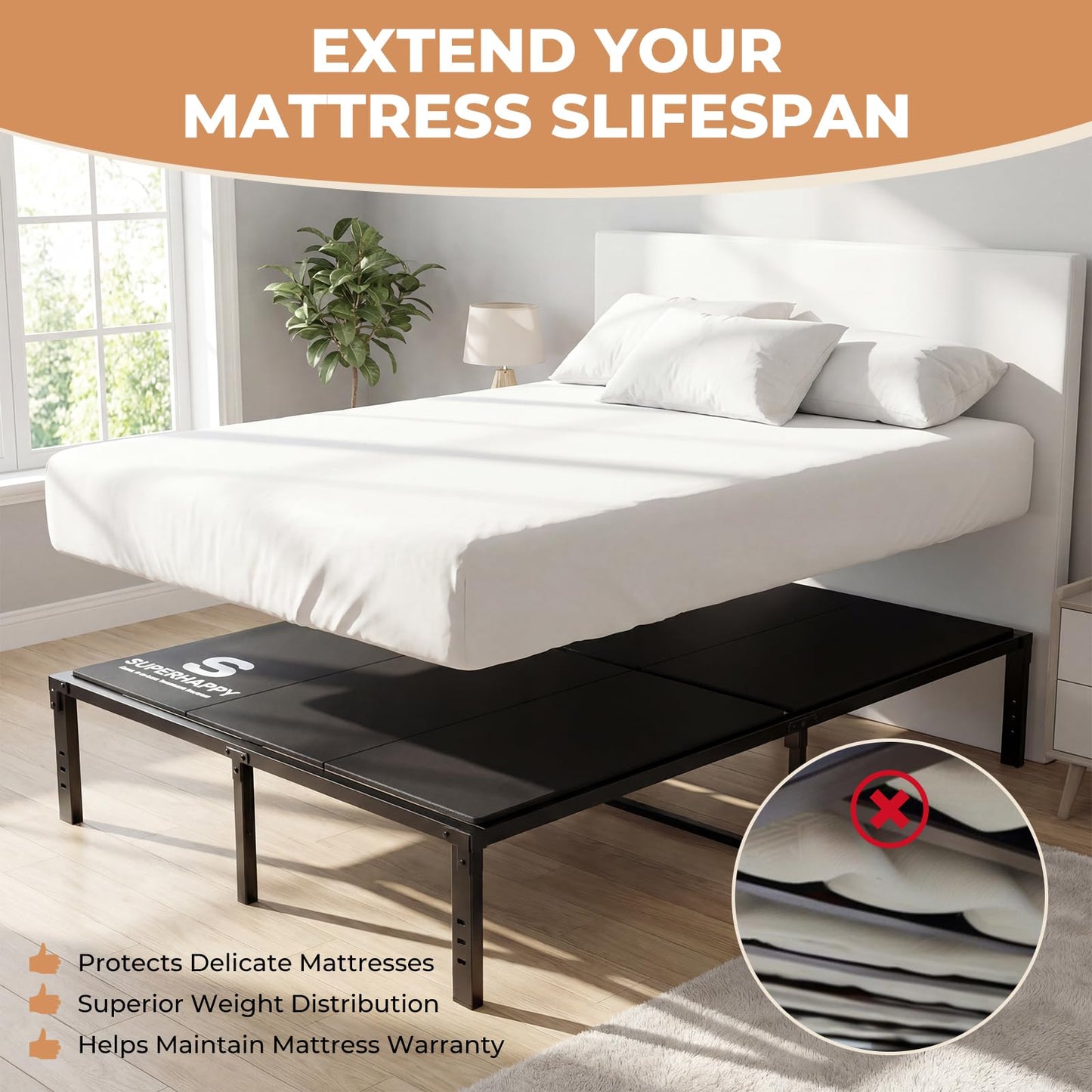 Bunkie Board Full Size (54x75") - Heavy Duty Low Profile Bed Board for Mattress Support, Stops Sagging on Platform Beds & Sleeper Sofas - Breathable, Noise Minimizing & Moisture Resistant Foundation