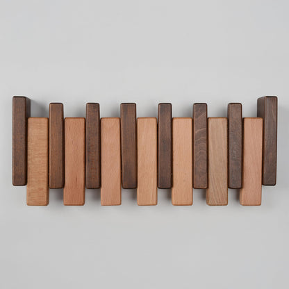 TEXAS BEST GIFT Piano Key Coat Rack – 6-Hook Wall-Mounted Rack in Solid Beech – Space-Saving Flip Hooks – Entryway Organizer for Coats, Hats, Bags