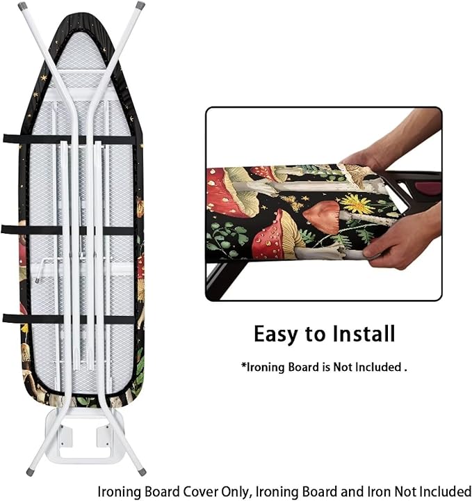 Moon Mushrooms Ironing Board Cover and Pad Non-Slip Ironing Board Protective