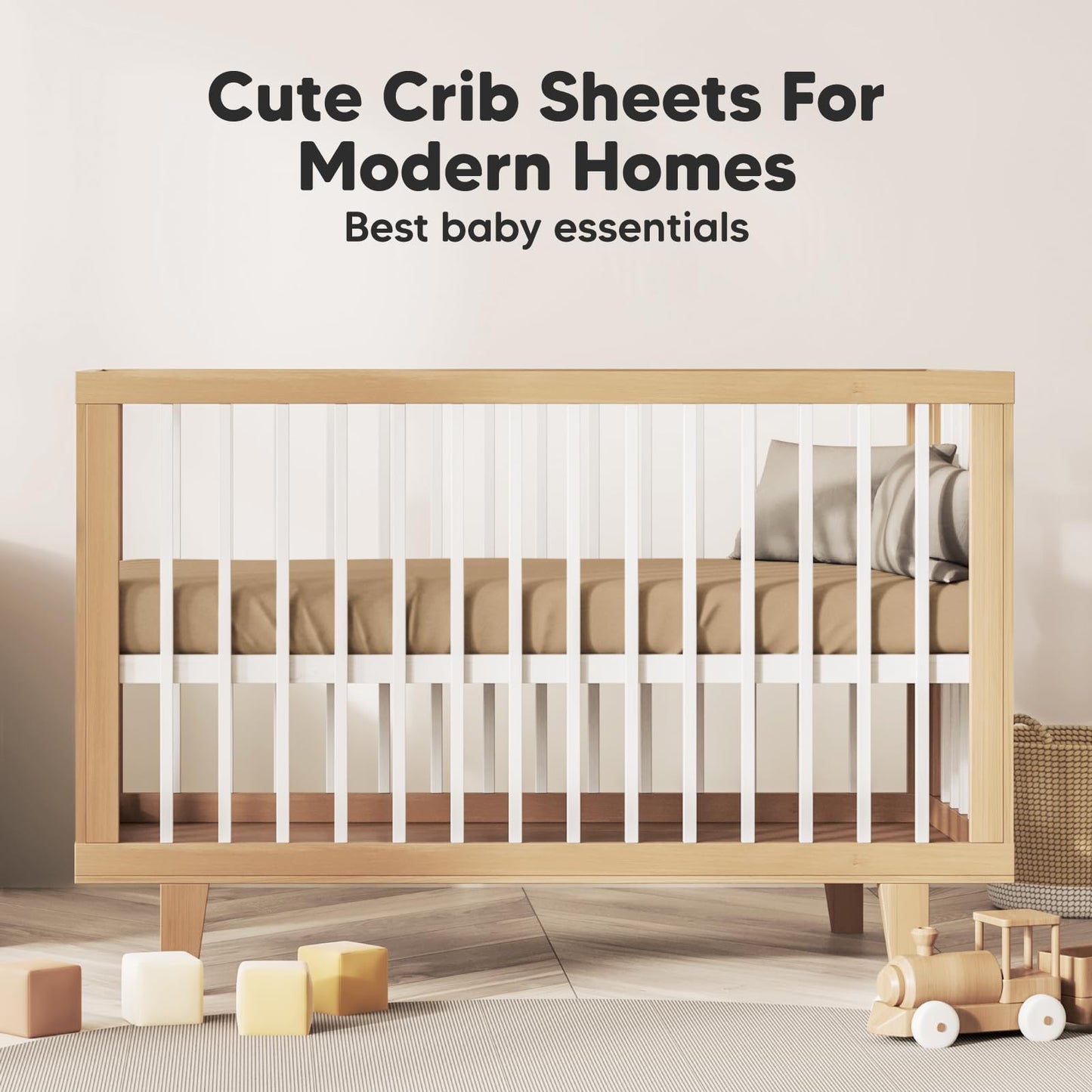 KeaBabies 2-Pack Organic Cotton Crib Sheets for Boys, Girls - 52x28 Fitted Crib Mattress Sheet Neutral, Breathable Cover for Baby Bed Set, Toddler Mattress, Soft & Cute Prints (Pecan)