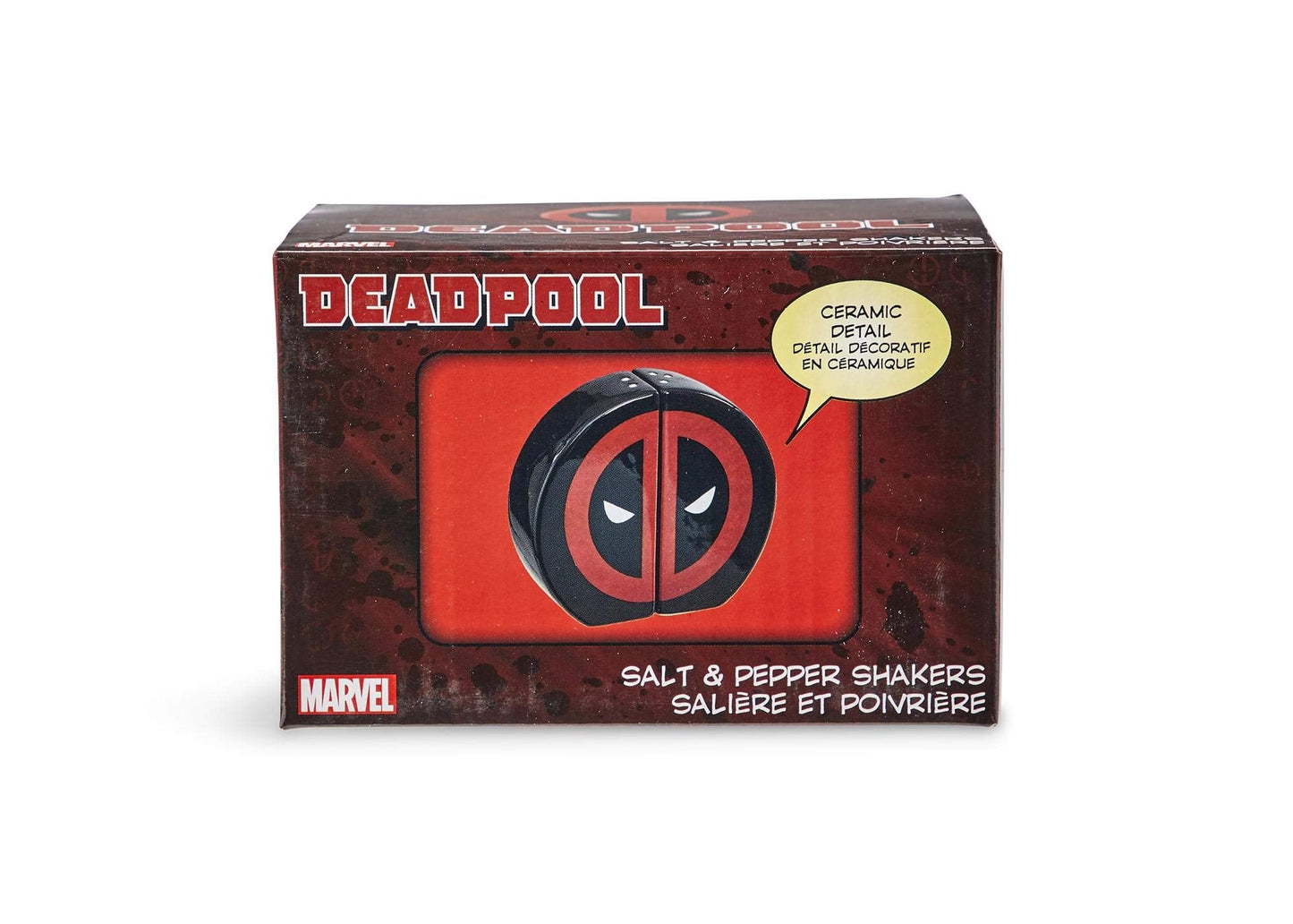 Marvel Deadpool Salt and Pepper Shaker Set - Novelty Red & Black Ceramic Shakers - Cute Kitchen & Table Accessories - Funny Seasoning Holder - Home Cooking Items - Superhero Movie & Comic Stuff Gifts
