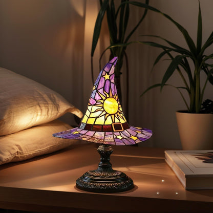 Tiinasol Witch Hat Lamp, Handmade Gothic Witch Hat Lamp, Small Table Lamp, Mysterious Bedroom Atmosphere and Witchcraft Gift, Weird and Fun Table Lamp in The Shape of a Small Wizard Hat