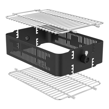 onlyfire Adjustable Rotisserie Basket, Stainless Steel Flat Rotating Cages Fits 1/2" Hexagon, 3/8" Hexagon, 3/8" Square & 5/16" Square Rotisserie Spit Rods and Most Chacoal, Kamado and Gas Grills