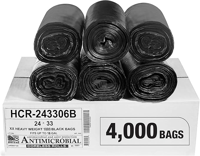 Aluf Plastics High Density Trash Bags, 16 Gallon, 6 Micron,