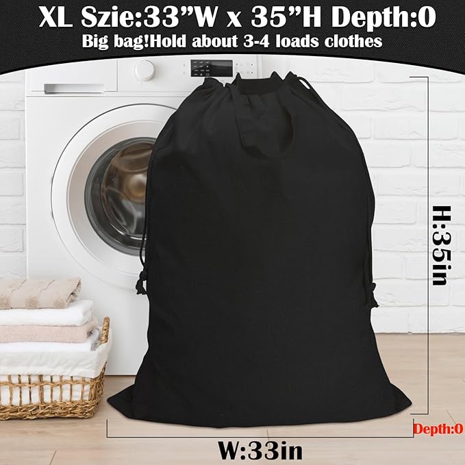 Canvas Laundry Bag 33"Wx 35"H, Thick Canvas Laundry Bag