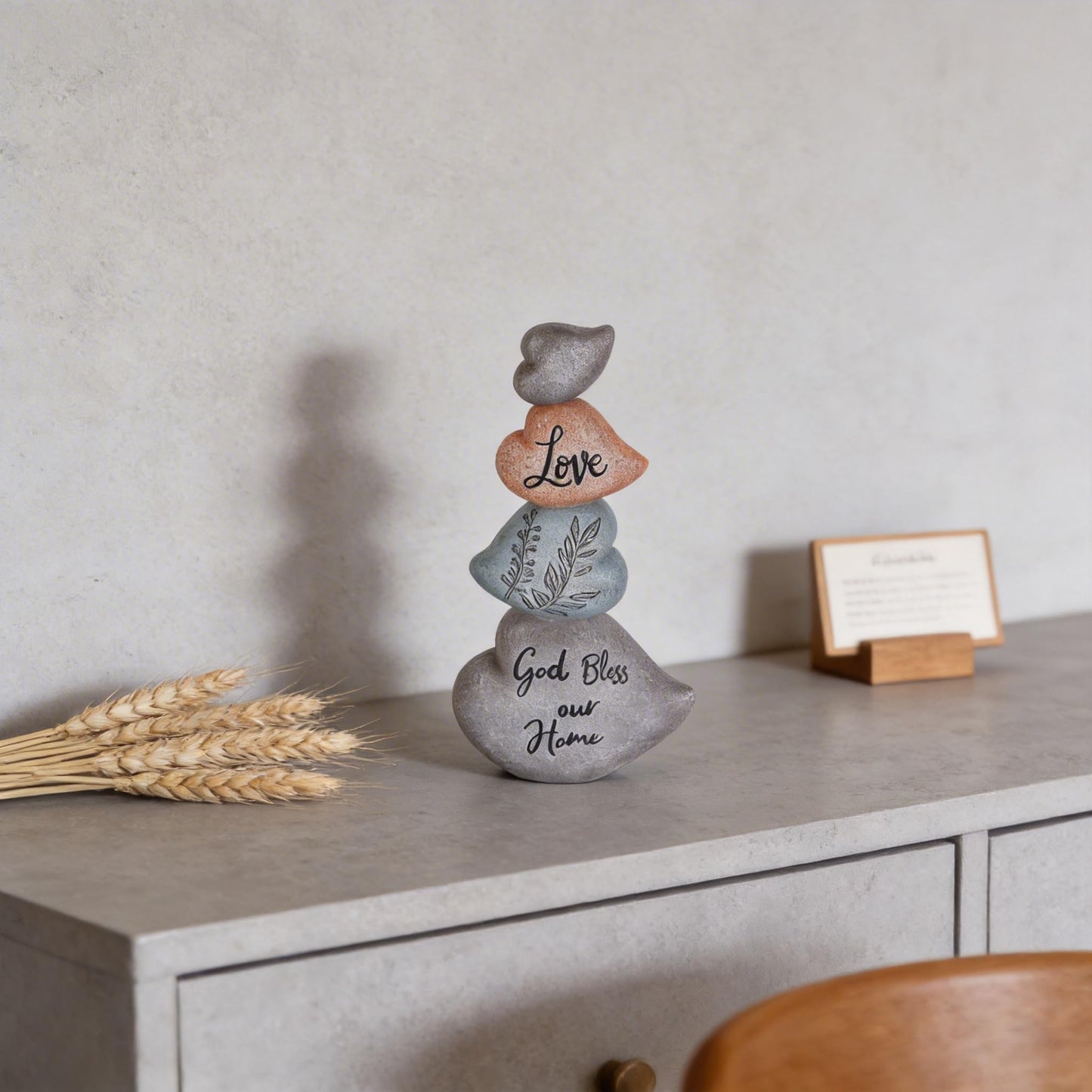 Heart Shaped Stacked Stone Sculpture, Abstract Home Decor Sculpture, Modern Creative Decor for Offices, Bookshelves, Coffee Tables, Entryways, Shelves, Partitions, or Dining Table Centerpieces. (A)