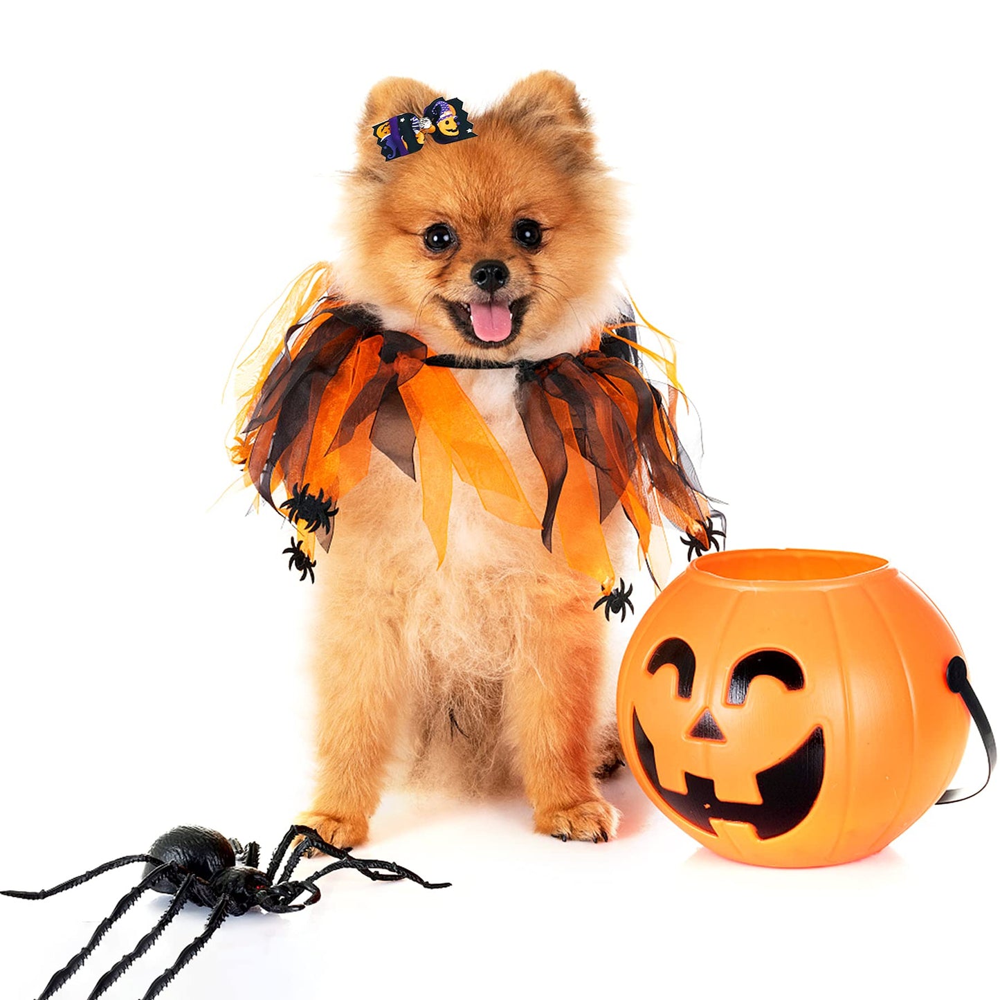 PET SHOW 50pcs Halloween Small Dog Hair Bows with Rubber Bands for Medium Dogs Holiday Bulk Puppies Cats Kittens Rabbits Topknot Grooming Costumes Hair Accessories