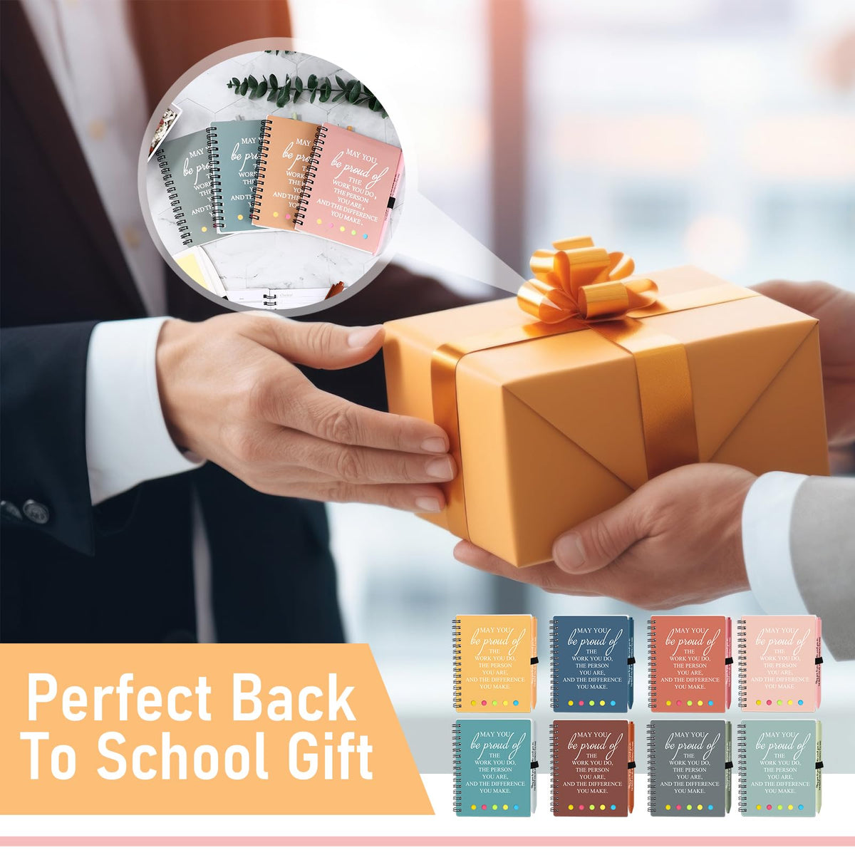Resurhang 48 Pcs/24 Set Employee Appreciation Gift for Coworkers Staff Teacher Positive A6 Spiral Journal Notebook with Pen for Team Volunteer Week Lab Week(Fresh Color,May You)