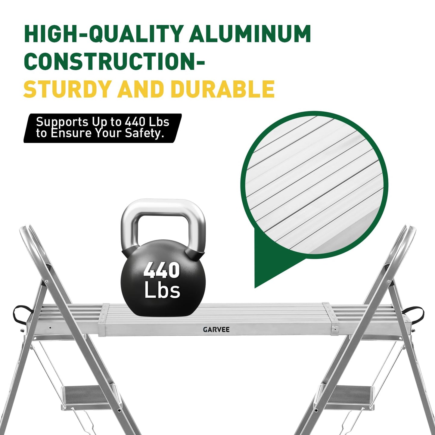 Garvee 8-13FT Aluminum Telescoping Work Plank, 12.5 inch Width Extension Plank, 440Lbs Capacity Extension Boards, Adjustable Scaffolding Plank with Skid-Proof Platform Scaffold Ladder Accessory