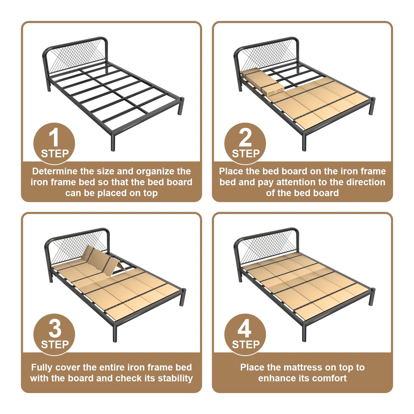Imperius Twin Bed Board Under Mattress Support,5mm,Foldable Box Spring,Bed Support Slats,King Size 76x80''